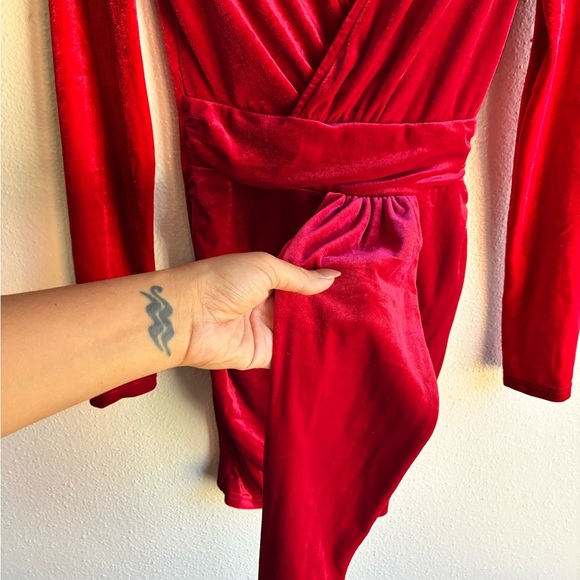 SHEIN Vibrant Velvet Red Holiday Dress - Picture 2 of 7